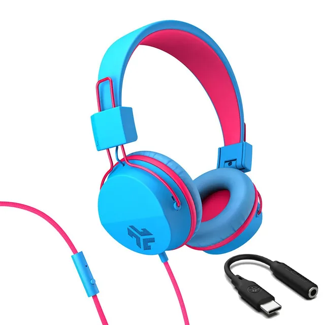 jlab-jbuddies-studio-auriculares-on-ear-para-ni-os-usb-c-azul-rosa image 1