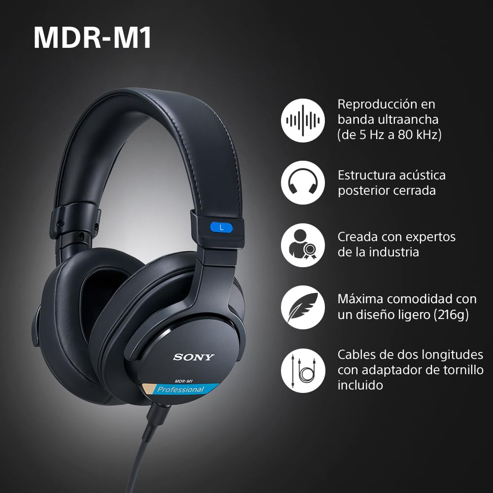 sony-mdr-m1-auriculares-de-estudio-cerrados-cableados-5hz-80khz-216g image 2