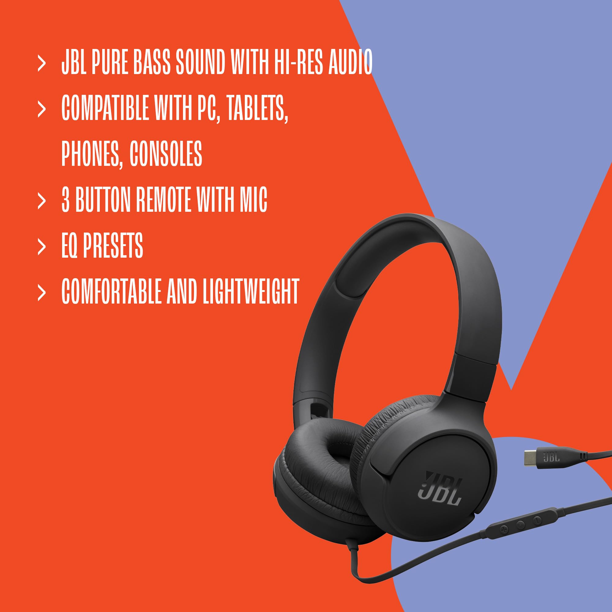 jbl-tune-520-c-auriculares-con-cable-usb-c-sonido-jbl-pure-bass-plegables-negro image 3