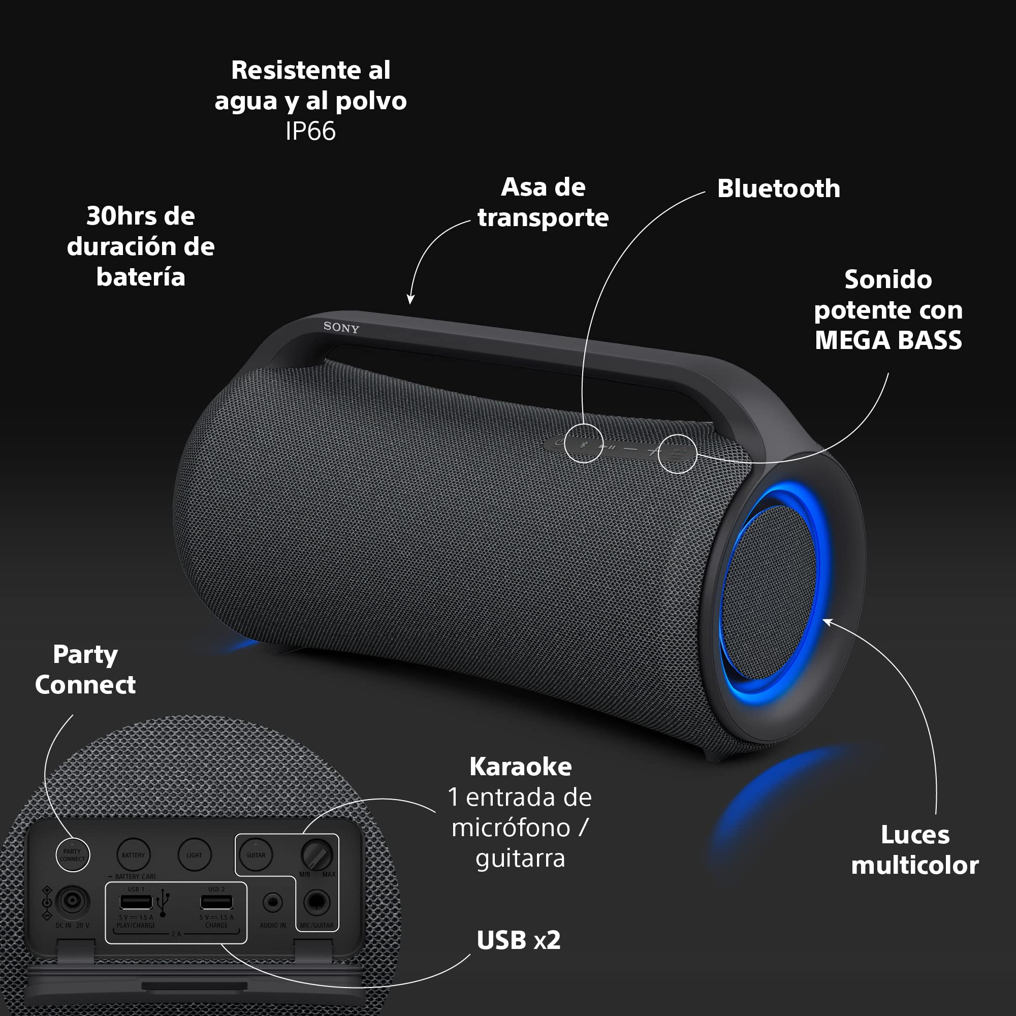 sony-srs-xg500-altavoz-port-til-bluetooth-con-mega-bass-ip66-y-30h-de-bater-a-ne image 5